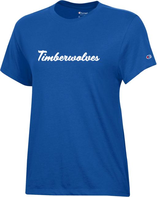 North Central Michigan Champion Womens Core Short Sleeve Tee Script Timberwolves - ONLINE ONLY
