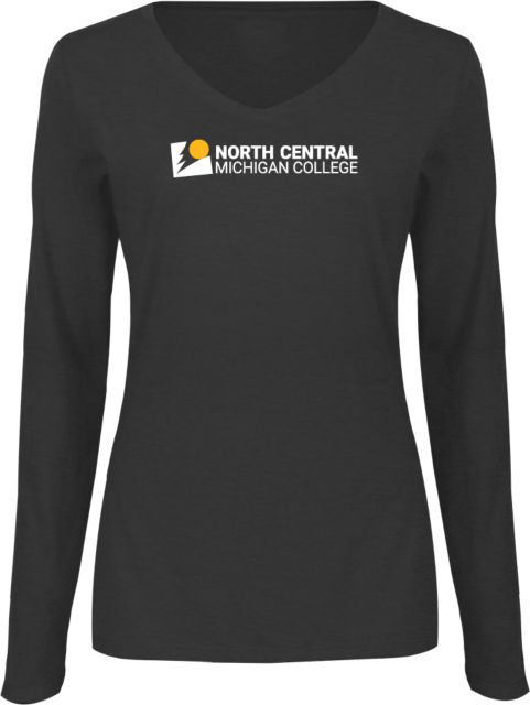 North Central Michigan Womens Long Sleeve V Neck Tee  North Central Michigan College Flat - ONLINE ONLY