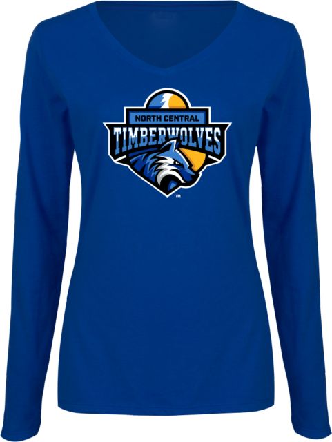 North Central Michigan Womens Long Sleeve V Neck Tee  North Central Michigan College Timberwolves - ONLINE ONLY