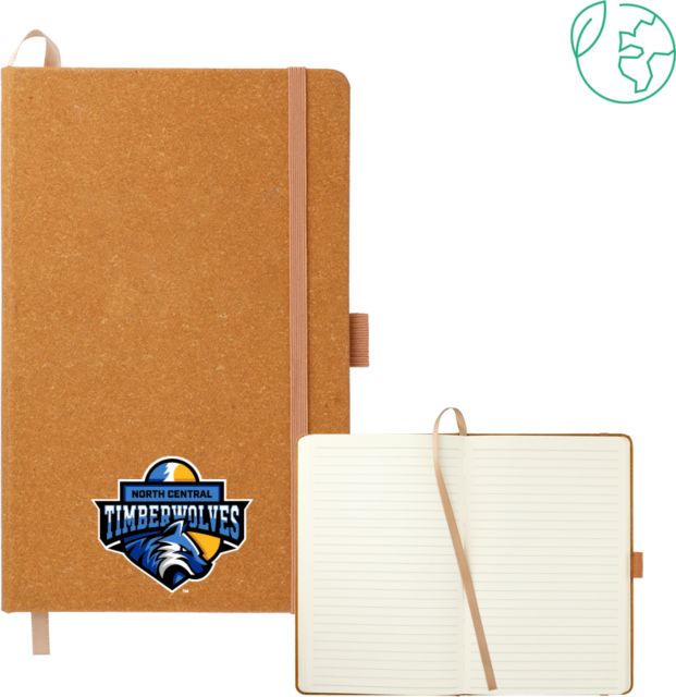 North Central Michigan 5.5 x 8.5 Natural FSC Mix Recycled Leather Bound Journal North Central Timberwolves - ONLINE ONLY