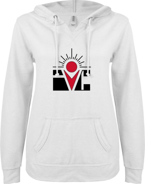 Imperial Valley ENZA Womens V Notch Raw Edge Fleece Hoodie IVC Logo - ONLINE ONLY