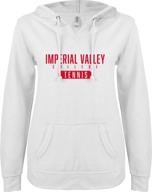 Imperial Valley ENZA Womens V Notch Raw Edge Fleece Hoodie IVC - Tennis - ONLINE ONLY