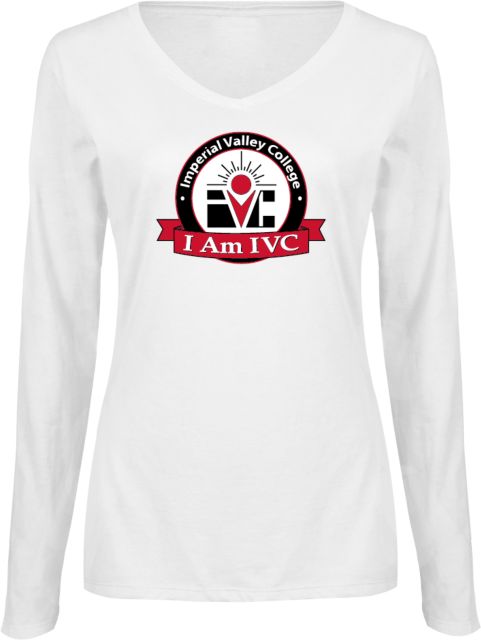 Imperial Valley Womens Long Sleeve V Neck Tee  IVC - I Am IVC Seal - ONLINE ONLY