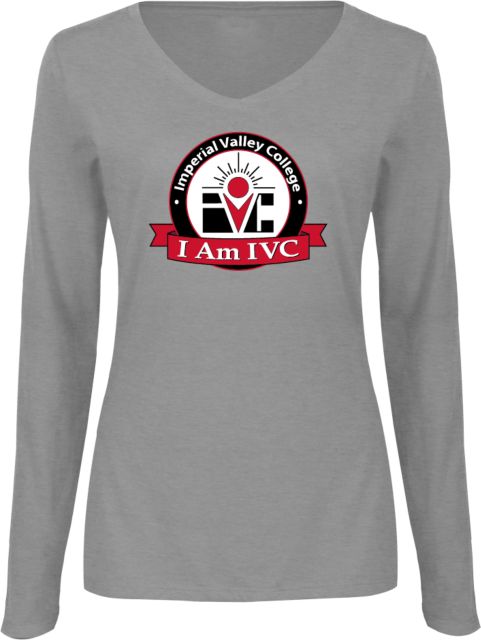 Imperial Valley Womens Long Sleeve V Neck Tee  IVC - I Am IVC Seal - ONLINE ONLY