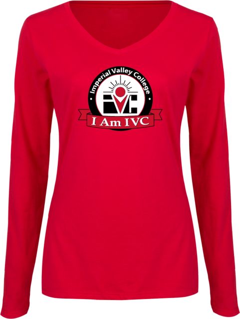 Imperial Valley Womens Long Sleeve V Neck Tee  IVC - I Am IVC Seal - ONLINE ONLY