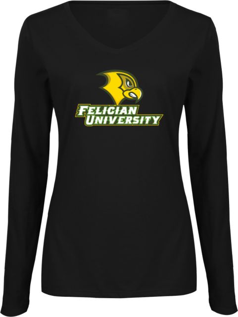 Felician Univ Ladies Long Sleeve V Neck Tee Felician University  Primary Mark - ONLINE ONLY
