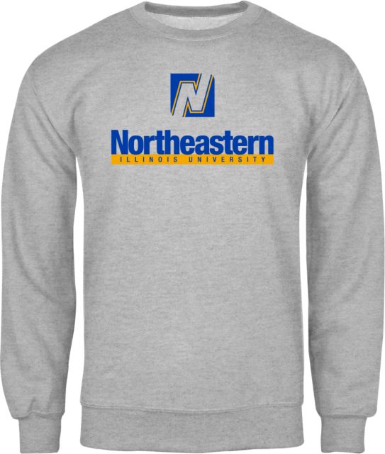 Northeastern Illinois Fleece Crew Wordmark Vertical ONLINE ONLY