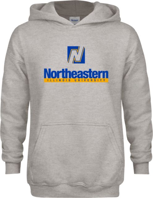 Northeastern Illinois Youth Fleece Hood Wordmark Vertical - ONLINE ONLY