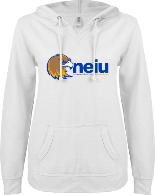 Northeastern Illinois ENZA Ladies V Notch Raw Edge Fleece Hoodie Mascot neiu - ONLINE ONLY