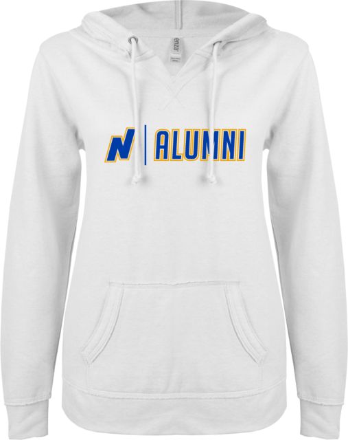 Northeastern Illinois ENZA Ladies V Notch Raw Edge Fleece Hoodie Alumni - ONLINE ONLY