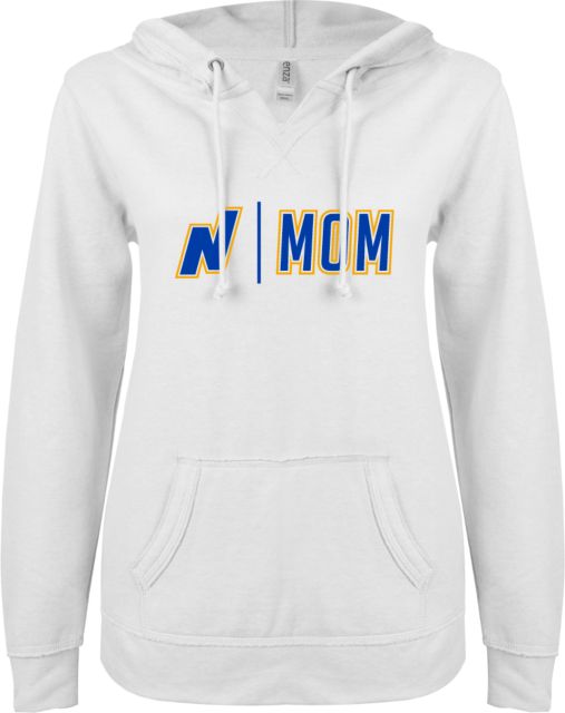 Northeastern Illinois ENZA Ladies V Notch Raw Edge Fleece Hoodie Mom - ONLINE ONLY