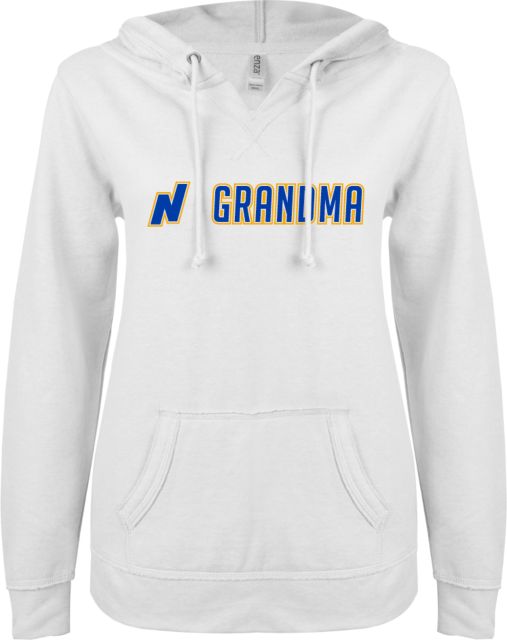 Northeastern Illinois ENZA Ladies V Notch Raw Edge Fleece Hoodie Grandma - ONLINE ONLY