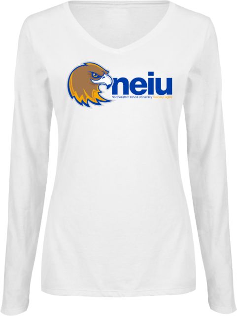 Northeastern Illinois Ladies Long Sleeve V Neck Tee Mascot neiu - ONLINE ONLY