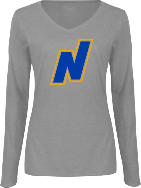 Northeastern Illinois Ladies Long Sleeve V Neck Tee Primary Mark - ONLINE ONLY