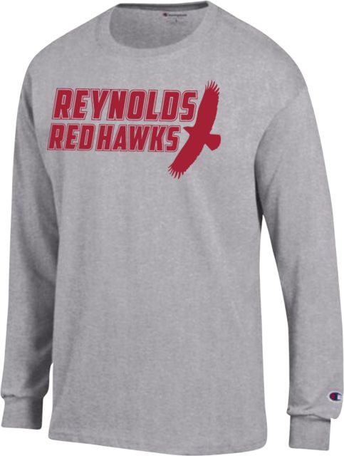 Sargeant Reynolds Champion Long Sleeve T Shirt Reynolds Red Hawks with  Mascot ONLINE ONLY