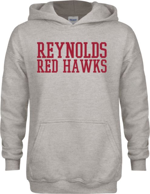 J. Sargeant Reynolds Youth Fleece Hood Reynolds Red Hawks Stacked Design - ONLINE ONLY