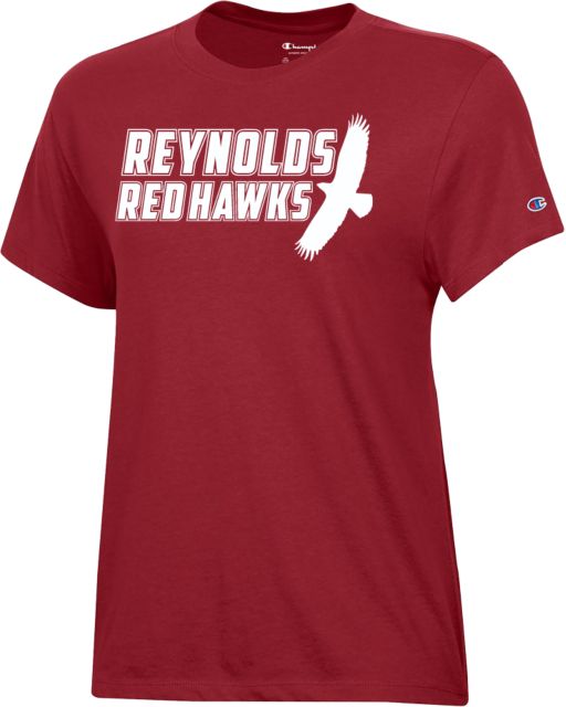 J. Sargeant Reynolds Champion Womens Core Short Sleeve Tee Reynolds Red Hawks with Mascot - ONLINE ONLY