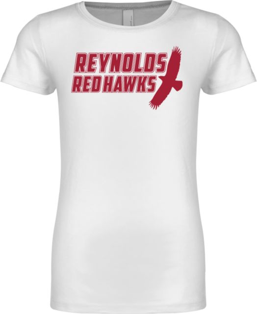 J. Sargeant Reynolds Next Level Girls Fashion Fit T Shirt Reynolds Red Hawks with Mascot - ONLINE ONLY