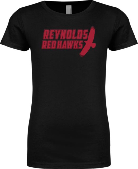 J. Sargeant Reynolds Next Level Girls Fashion Fit T Shirt Reynolds Red Hawks with Mascot - ONLINE ONLY