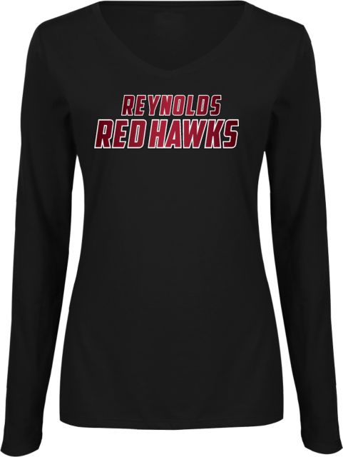 J. Sargeant Reynolds Womens Long Sleeve V Neck Tee  Reynolds Red Hawks Gradient - ONLINE ONLY