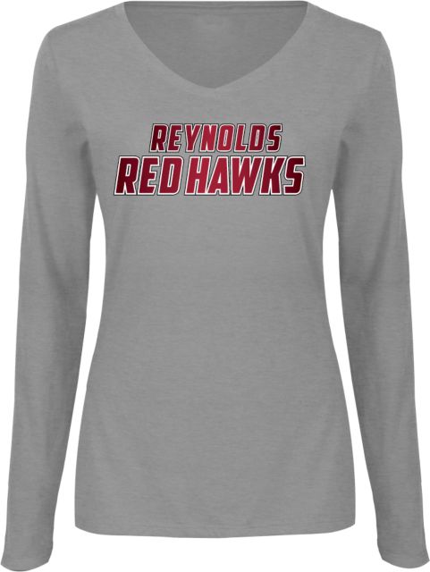 J. Sargeant Reynolds Womens Long Sleeve V Neck Tee  Reynolds Red Hawks Gradient - ONLINE ONLY