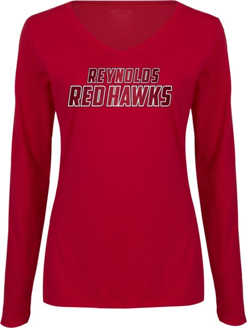 J. Sargeant Reynolds Womens Long Sleeve V Neck Tee  Reynolds Red Hawks Gradient - ONLINE ONLY