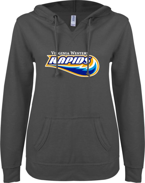 Virginia Western ENZA Ladies V Notch Raw Edge Fleece Hoodie Primary Mark - ONLINE ONLY