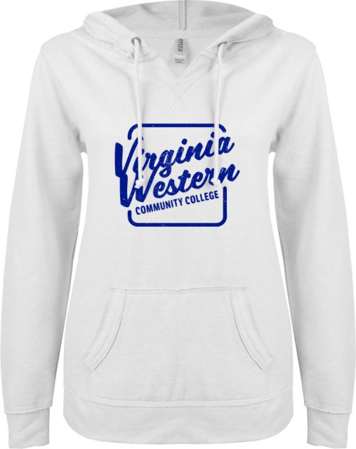 Virginia Western ENZA Ladies V Notch Raw Edge Fleece Hoodie Distressed - ONLINE ONLY