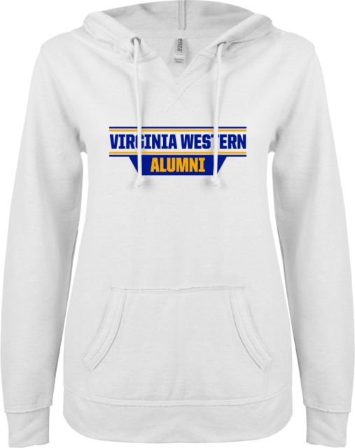 Virginia Western ENZA Ladies V Notch Raw Edge Fleece Hoodie Alumni - ONLINE ONLY