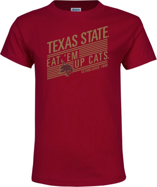 Texas State Youth T Shirt Eat em up Cats - ONLINE ONLY