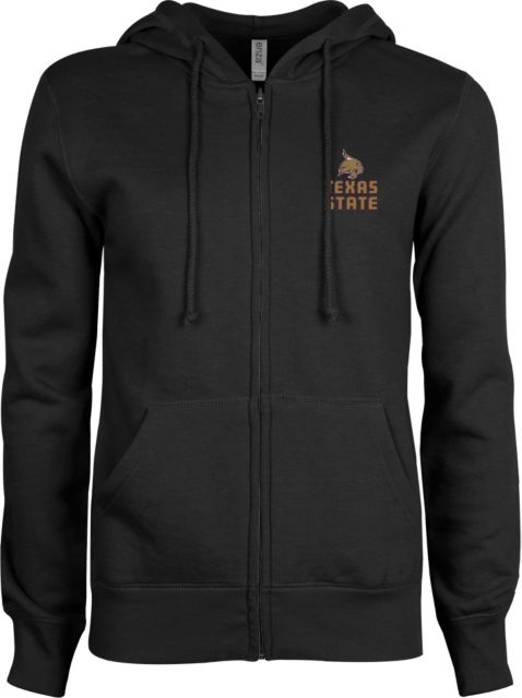 Texas State ENZA Ladies Fleece Full Zip Hoodie Texas State Logo Stacked - ONLINE ONLY