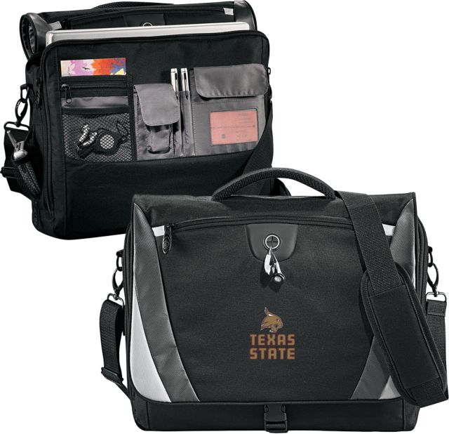 Texas State Slope Compu Messenger Bag Texas State Logo Stacked - ONLINE ONLY