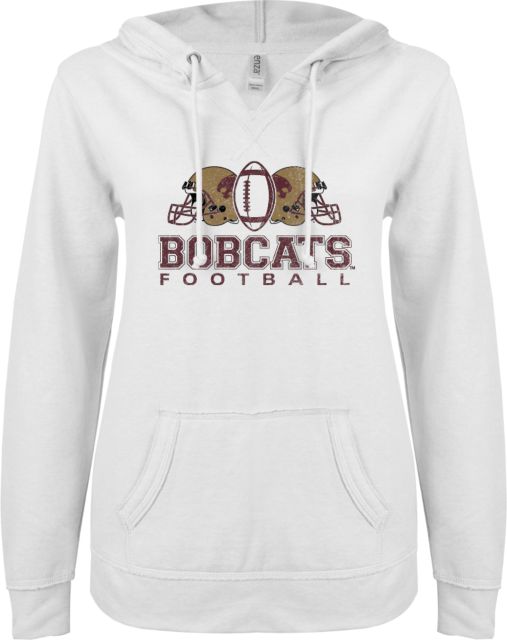Texas State ENZA Ladies V Notch Raw Edge Fleece Hoodie Bobcats Football - ONLINE ONLY