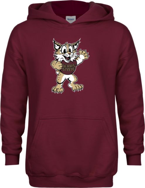 Texas State Youth Fleece Hoodie Bobcat Mascot - ONLINE ONLY