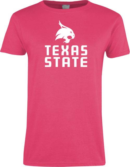Texas State Ladies Fuchsia T Shirt Texas State Logo Stacked - ONLINE ONLY