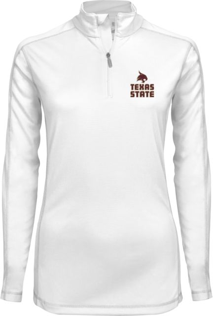 Texas State Ladies Syntrel Interlock 1/4 Zip Texas State Logo Stacked - ONLINE ONLY