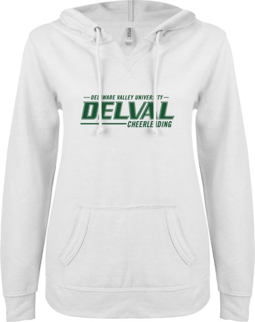 Delaware Valley ENZA Womens V Notch Raw Edge Fleece Hoodie Delval Cheerleading - ONLINE ONLY