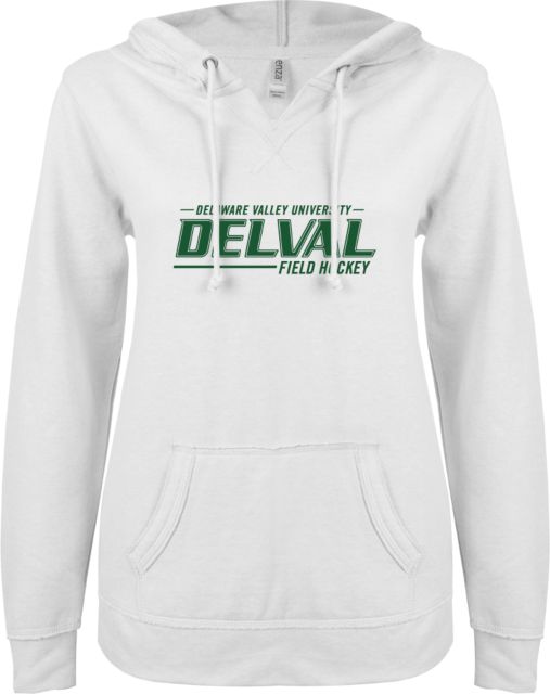 Delaware Valley ENZA Womens V Notch Raw Edge Fleece Hoodie Delval Field Hockey - ONLINE ONLY