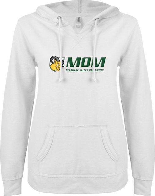 Delaware Valley ENZA Womens V Notch Raw Edge Fleece Hoodie Aggies Mom - ONLINE ONLY