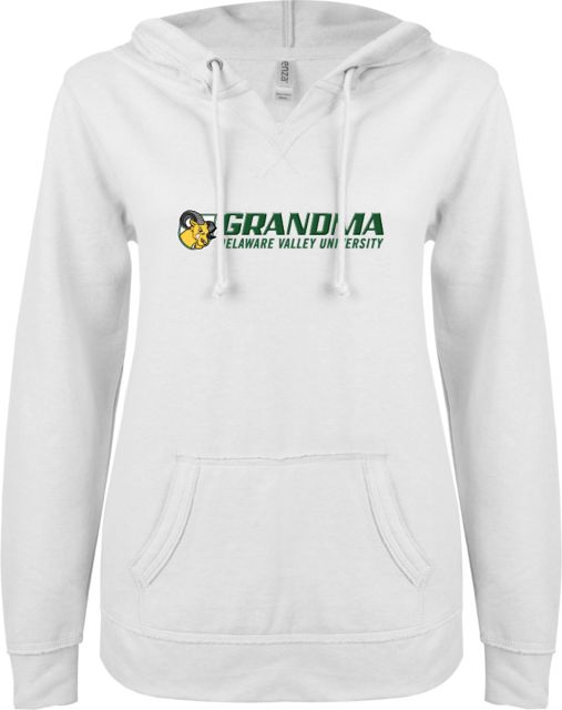 Delaware Valley ENZA Women's V Notch Raw Edge Fleece Hoodie Aggies Grandma - ONLINE ONLY