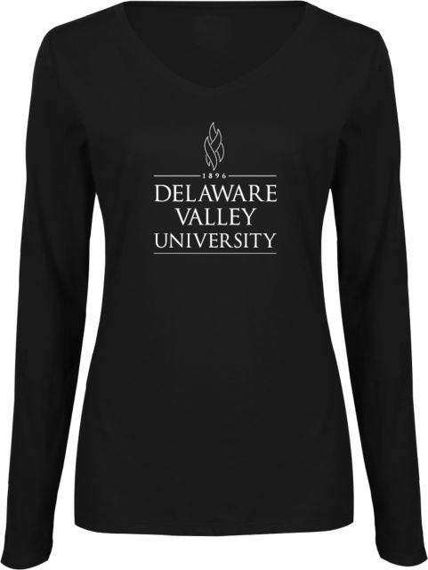 Delaware Valley Womens Long Sleeve V Neck Tee  Inst. Wordmark - ONLINE ONLY