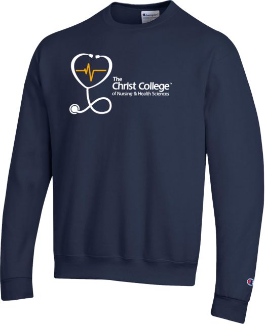 Christ College Champion Fleece Crew Stethoscope w Christ College Wordmark - ONLINE ONLY