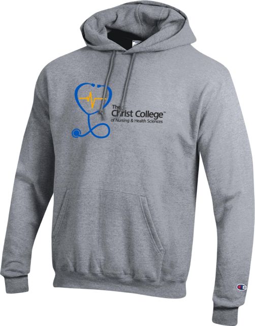 Christ College Champion Fleece Hoodie Stethoscope w Christ College Wordmark - ONLINE ONLY
