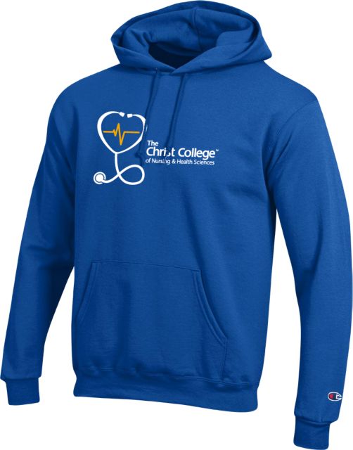Christ College Champion Fleece Hoodie Stethoscope w Christ College Wordmark - ONLINE ONLY