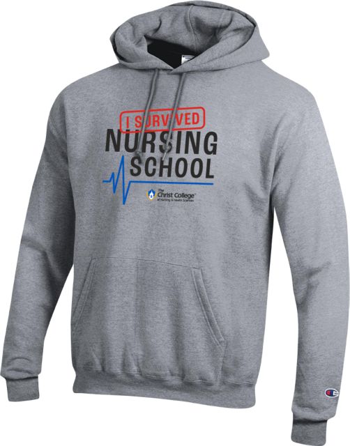Christ College Champion Fleece Hoodie I Survived Nursing School - ONLINE ONLY