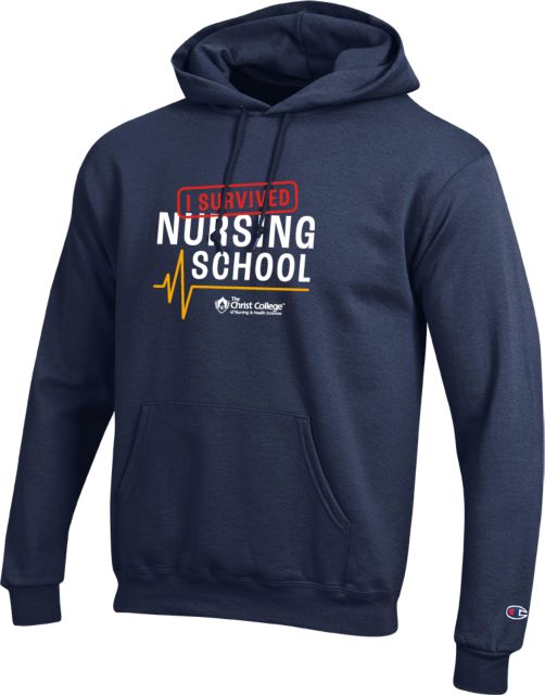 Christ College Champion Fleece Hoodie I Survived Nursing School - ONLINE ONLY
