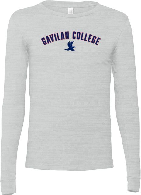 Gavilan Bella + Canvas Ash Jersey Cotton Long Sleeve T Shirt Gavilan College Arched with Icon - ONLINE ONLY