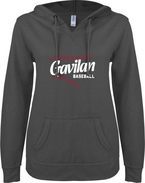 Gavilan ENZA Womens V Notch Raw Edge Fleece Hoodie Gavilan College Baseball Design - ONLINE ONLY