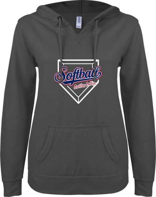 Gavilan ENZA Womens V Notch Raw Edge Fleece Hoodie Gavilan College Softball Design - ONLINE ONLY