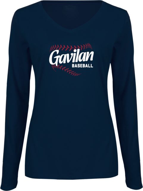Gavilan Womens Long Sleeve V Neck Tee Gavilan College Baseball Design - ONLINE ONLY